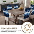 thumbnail image 4 of Abstract Art Chair Covers Set of 6 Beige Dark Blue Ripple Minimalist Art Linen Chair Back Covers Stretch Removable Washable Chairs Slipcovers Chair Protector for Dining Room Kitchen Party Decor, 4 of 5