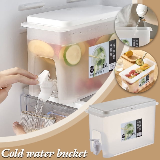 3.5L Large Capacity Refrigerator Cold Kettle with Faucet, Fruit Teapot for Lemonade, Food Grade PP Material, Space-Saving Drink Container, Kitchen Storage, Home and Kitchen Essentials