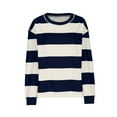 thumbnail image 5 of Hoodless Sweatshirt Women's Fashionable Loose Fitting Casual Color Blocking Stripe Round Neck Long Sleeved Top Pullover Sweatshirt, 5 of 5