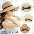 thumbnail image 4 of DAGESVGI Summer Straw Hat Beach Hats Foldable Sun Hat UV Protection Bohemian Hat Bow Outdoors Hat Womens Caps Sunscreen On, 4 of 7