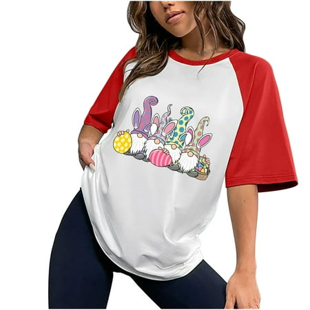 

Cute Scrub Tops for Women Crewneck Funny Easter Day Tee Shirts Plus Size Round Neck T Shirts Comfy Loose Comfy Tees for Leggings