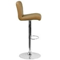thumbnail image 2 of Contemporary Burgundy Vinyl Adjustable Height Barstool with Rolled Seat and Chrome Base, 2 of 6
