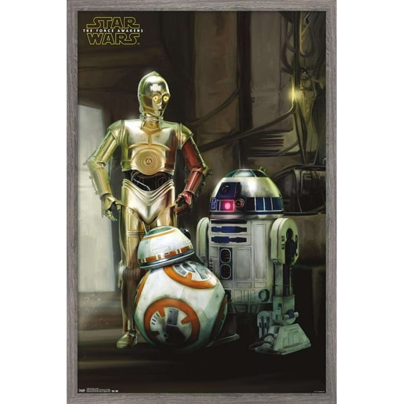 Star Wars: The Force Awakens - Droids Wall Poster, 22.375" x 34", Framed