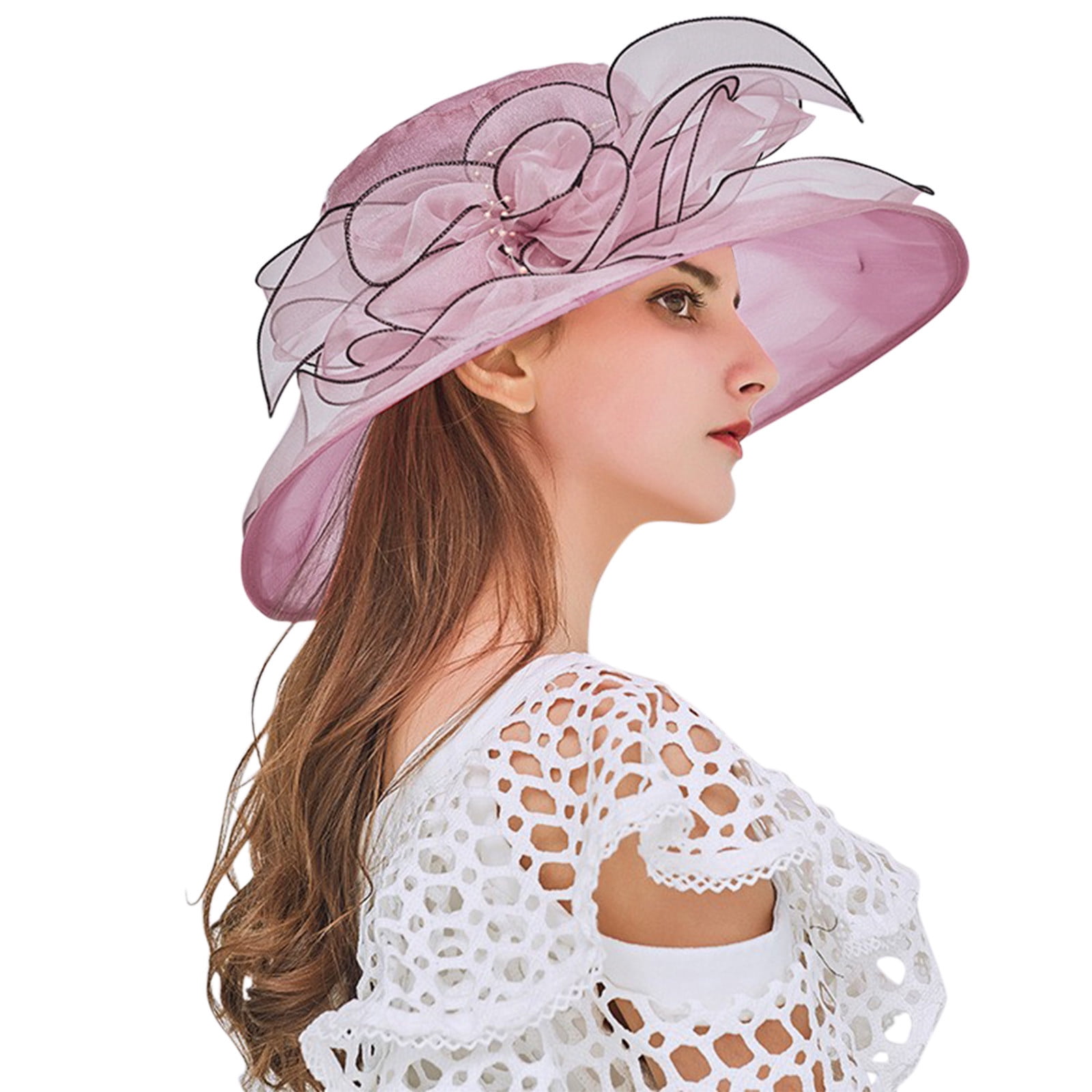 Women\'s Church Fancy Kentucky Derby Party Classy Hat Fashion PINK Generic Women Kentucky Church Derby Hats Fascinators Hats  main image 4