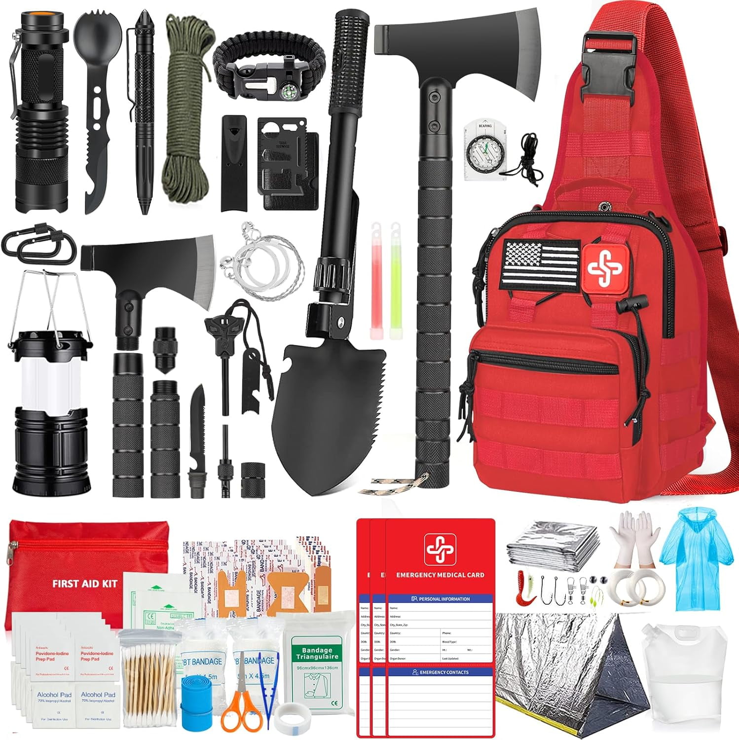 Kit De Survie Sirius 72h, Sac à Dos 40L Pour 1 Personne, Démarrage D'urgence