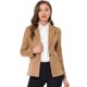 thumbnail image 1 of Chaqueta de oficina de trabajo de manga larga con cuello de solapa y ante sintético para mujer Caqui claro S, 1 of 4