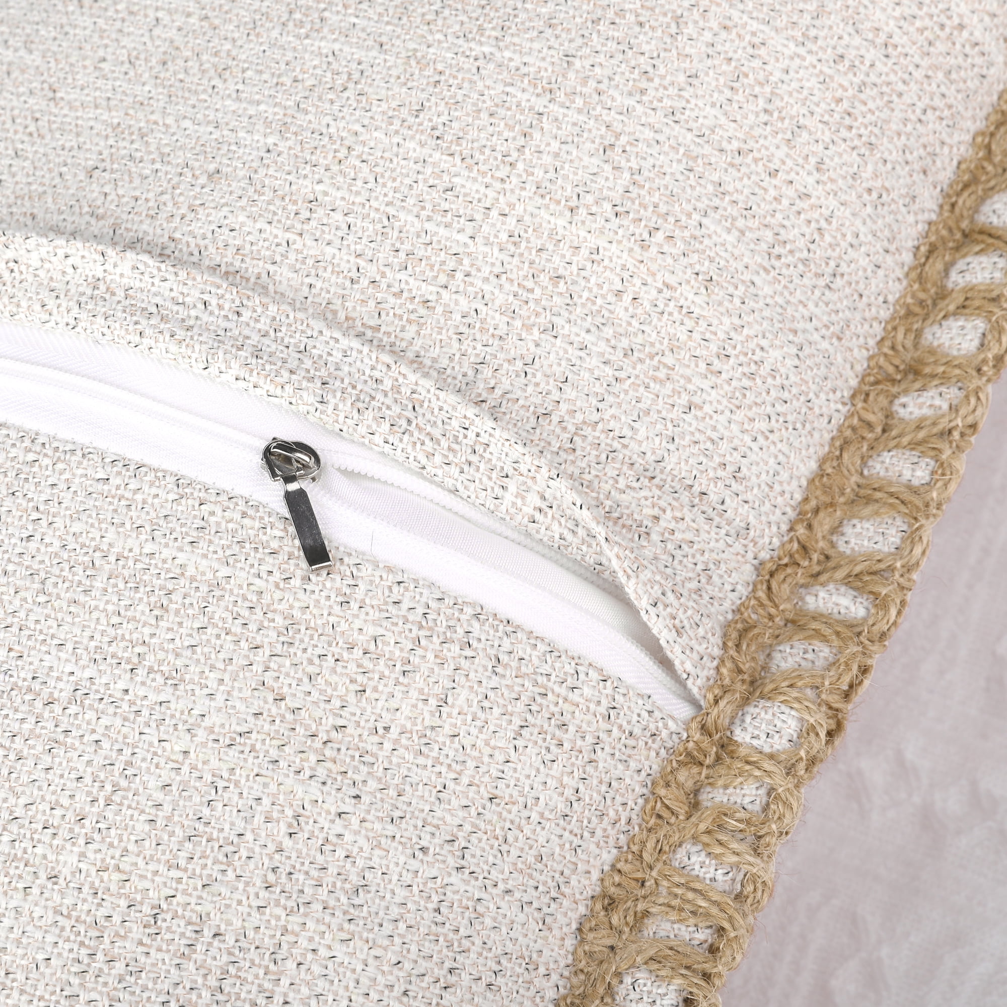 Unique Bargains Linen Pillow Covers Solid Color Throw Pillow Covers for Home Sofa 1 Pair White 18" x 18"