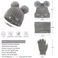 thumbnail image 4 of FZ FANTASTIC ZONE Kids Winter Warm Knit Beanie Hats Neck Warmer Scarf Touchscreen Gloves Set with Pompom Fleece Lined for Boys Girls,Grey, 4 of 6