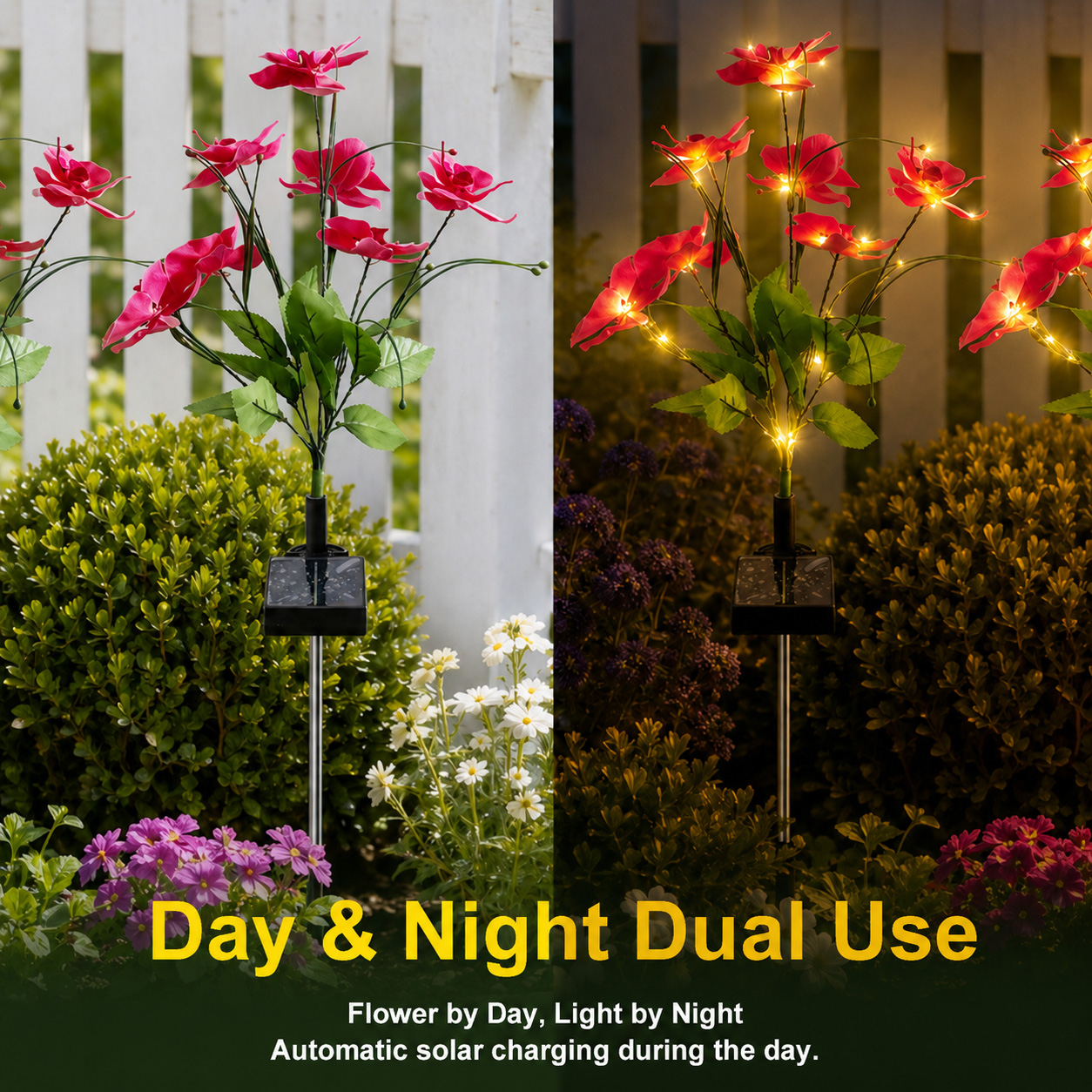 Rirool Solar Orchid Flower Garden Stake Lights Red 2-Pack photo 2