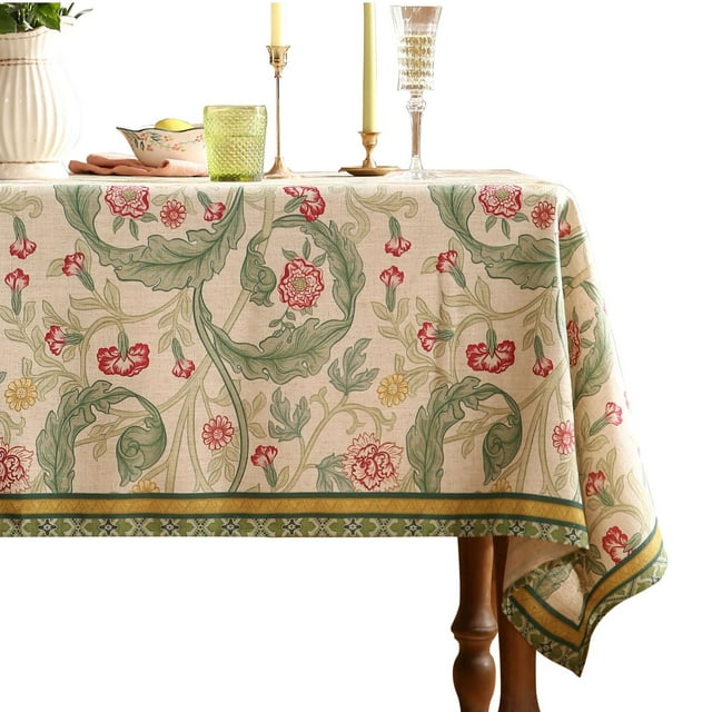 Mantel rectangular de lino verde de diseño patdrea, 140 x 180 cm