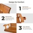 thumbnail image 6 of Innovaze 4 Ft Solid Fir Wooden Porch Swing with Cup Holders, Heavy Duty 880 LBS , All-Weather Resistant for Outdoor Patio Garden, Teak Tone, 6 of 11