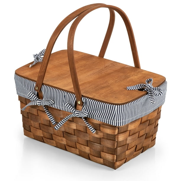 PICNIC TIME Kansas Handwoven Wood Picnic Basket