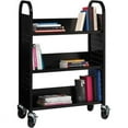 thumbnail image 7 of Lorell Single Sided Steel Book Cart 3 Shelf Round Handle 5" Caster Size - Steel 32"x14"x46" Black, 7 of 7