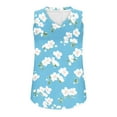 thumbnail image 5 of ITSAME Women's Tank Tops, V-Neck Floral Prints Sleeveless Summer Shirt Casual Loose Flowy Blouse Light Blue XL, 5 of 5