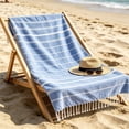 thumbnail image 3 of Lightweight Oversized Turkish Beach Towel Sand Free Quick Dry Soft Cotton Bath Pool Picnic Blanket with Tassels for Travel Camping Outdoor Vacation, 3 of 4