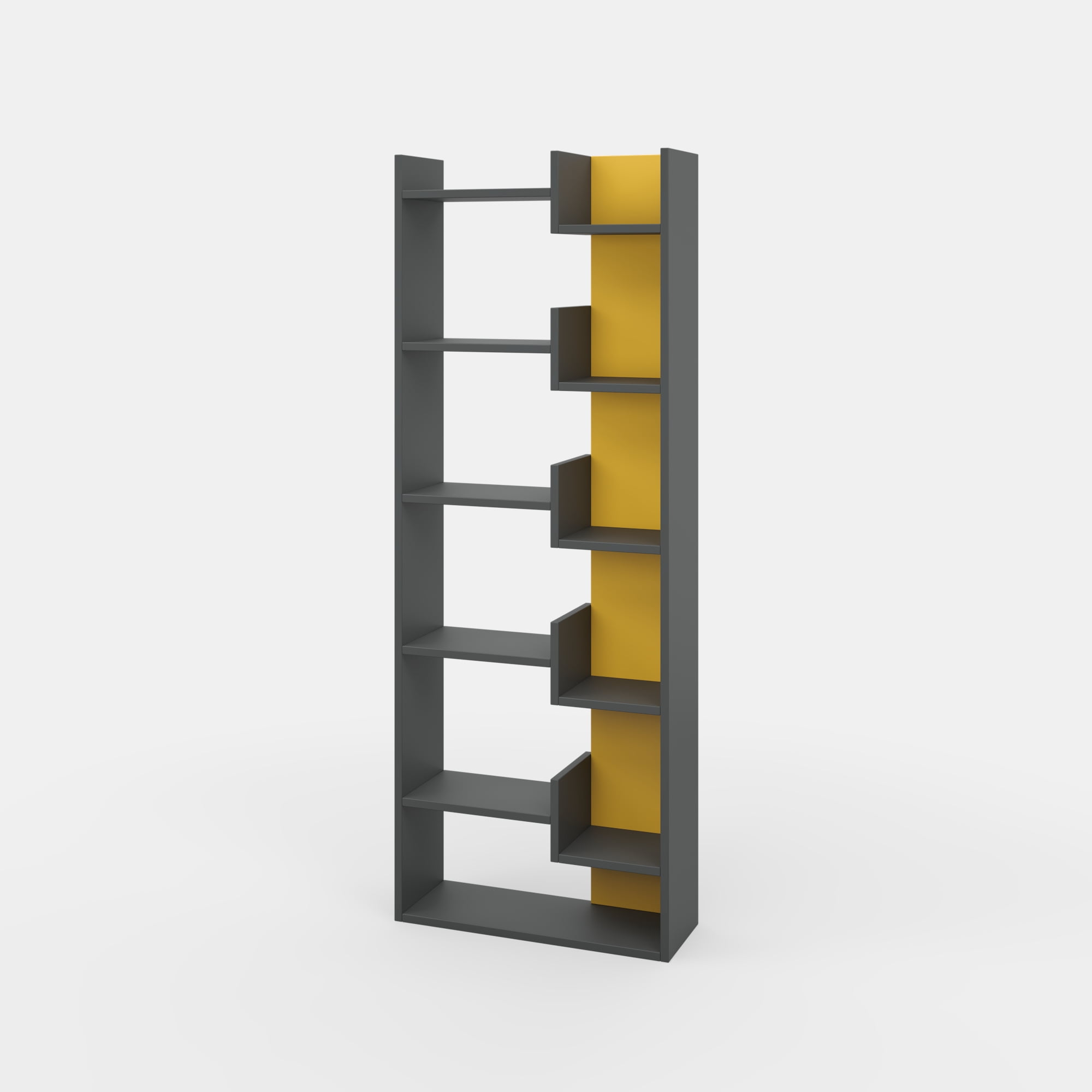 Ada Home Decor Bonaparte Multiple Tier Open Shelf Modern Bookcase, Anthracite/Mustard