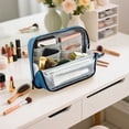 thumbnail image 7 of Standing Pencil Case with Base Large Capacity Stationery Pouch Pen Bag with Zipper for Women Men Abstract Blue and White Butterfly, 7 of 7