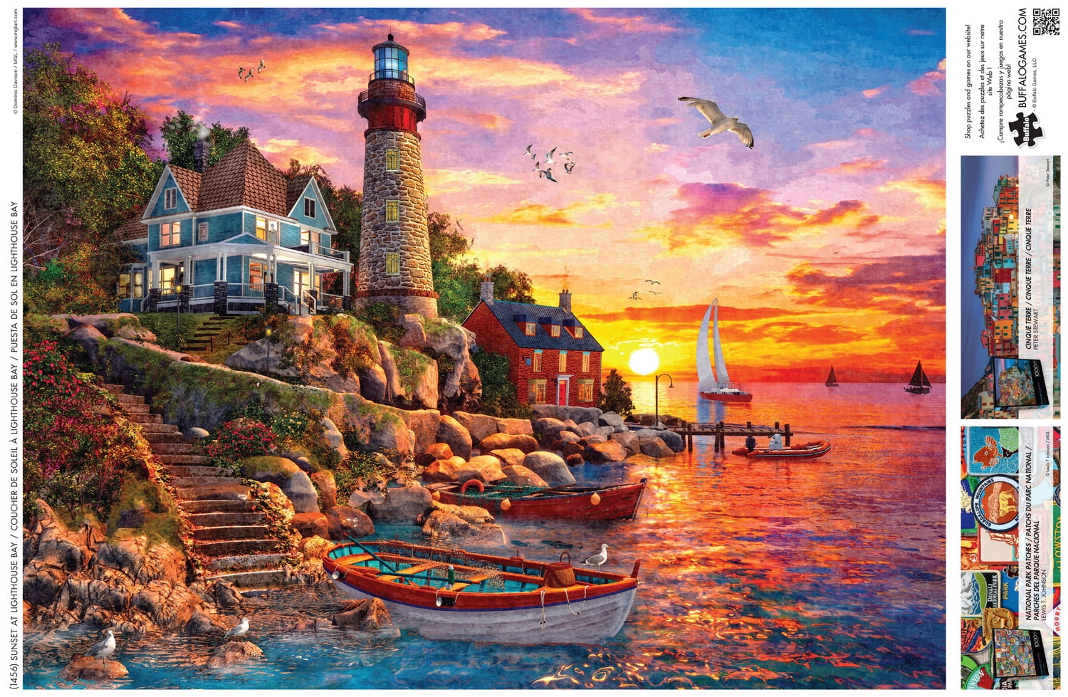 Buffalo Games Sunset at Lighthouse Bay 1000-Piece Interlocking Jigsaw Puzzles for Adults Ages 14+