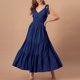 thumbnail image 2 of Vestido con tirantes y cuello en V, cintura delgada, dobladillo grande, tela de lunares redondos para verano, 2 of 5