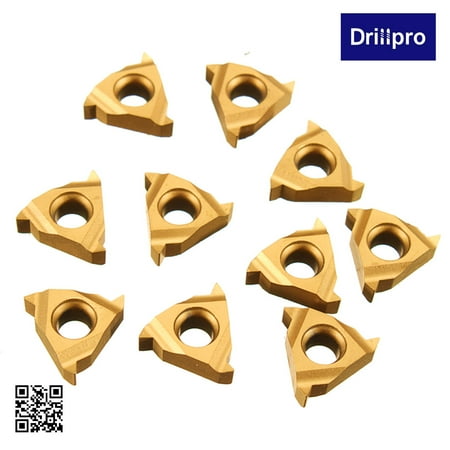 Carbide Insert Turning Tool - Drillpro 10PCS 11IR A60 Carbide Inserts For Threading Turning Tool Boring Bar Lathe Holder Golden