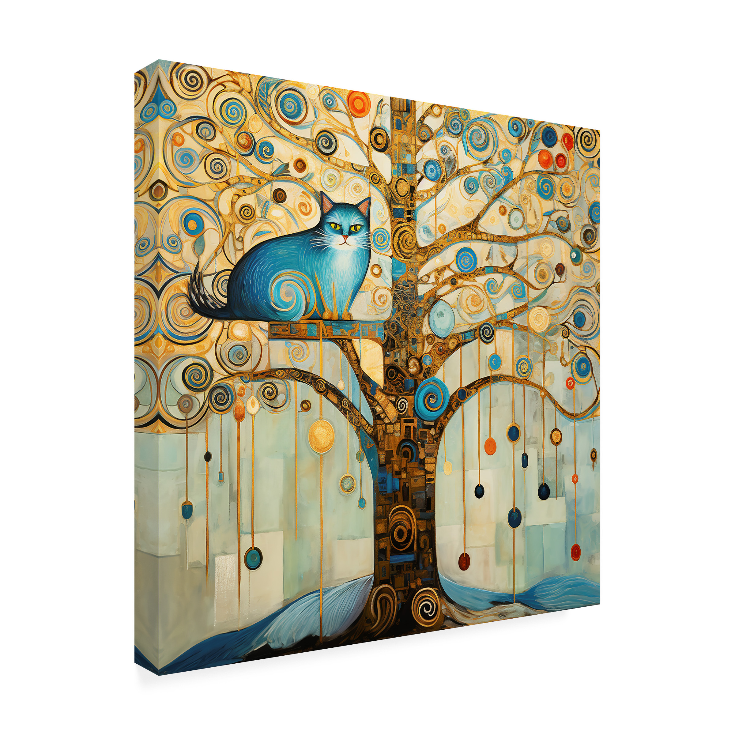 Canvas Wall Art - Ray Heere 'Art Deco Cat 6' Wall Art for Living Room, Bedroom, or Office Décor by Trademark Fine Art - 18 x 18 Inches