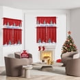 thumbnail image 7 of Christmas Curtains for Kitchen Cute Snowman and Xmas Green Tree Window White Snowflake Pattern in Red Background for Bedroom Bathroom, 27 x 45 inch,1 Panel, 7 of 7