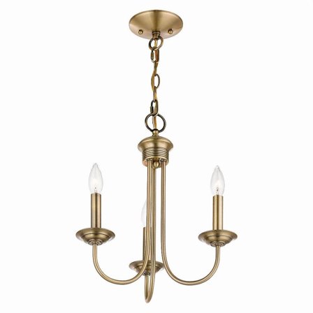 Farmhouse Three Light Chandelier-Antique Brass Finish Bailey Street Home 218-Bel-2513262