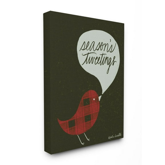 The Stupell Home Decor Collection Seasons Tweetings Plaid Birdie Wall Art