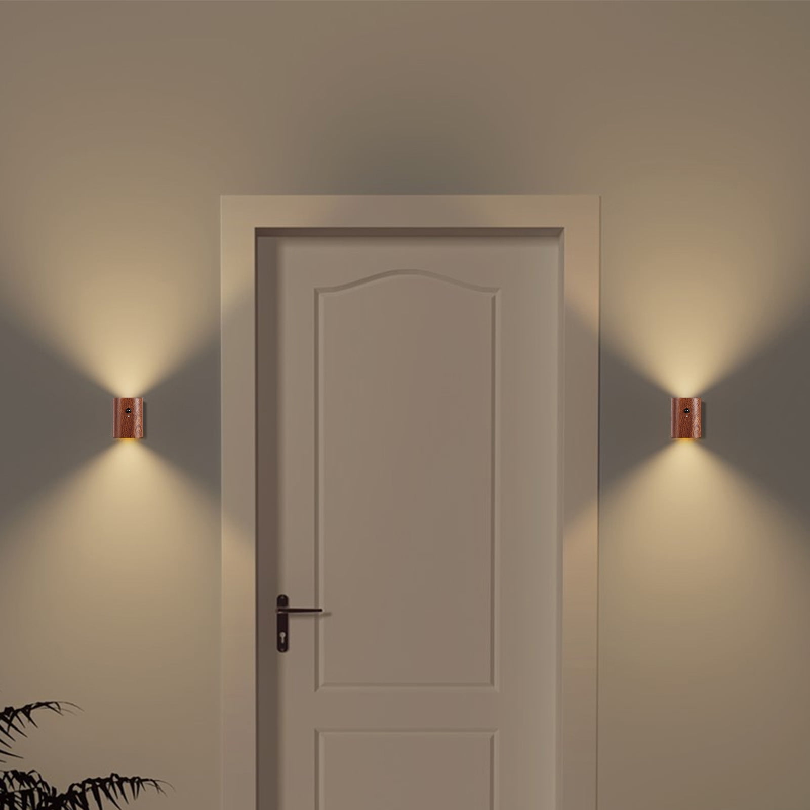 TaTaai 1Pcs Wooden Motion Sensor Step Lights Indoor, Intelligent Wall Lamp Rechargeable LED Night Lighting for Stairs Hallway