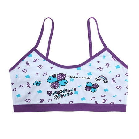 

ZPAQI Soft Teenage Underwear Kids Sports Bra Thin Strap with Cartoon Print Kids Seamless Bralette Puberty Daily Wear Clothing