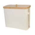 thumbnail image 3 of deevoka Toilet Paper Holder with Bamboo Lid Accessories,Folding Toilet Paper Roll Storage,Toilet Paper Storage Basket for Closet,Dorm beige, 3 of 9