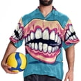 thumbnail image 4 of Tiny teeth Men's Casual Short Sleeve Printed Button Down Spread Collar Tops Summer Beach Shirts Unisex, 4 of 6