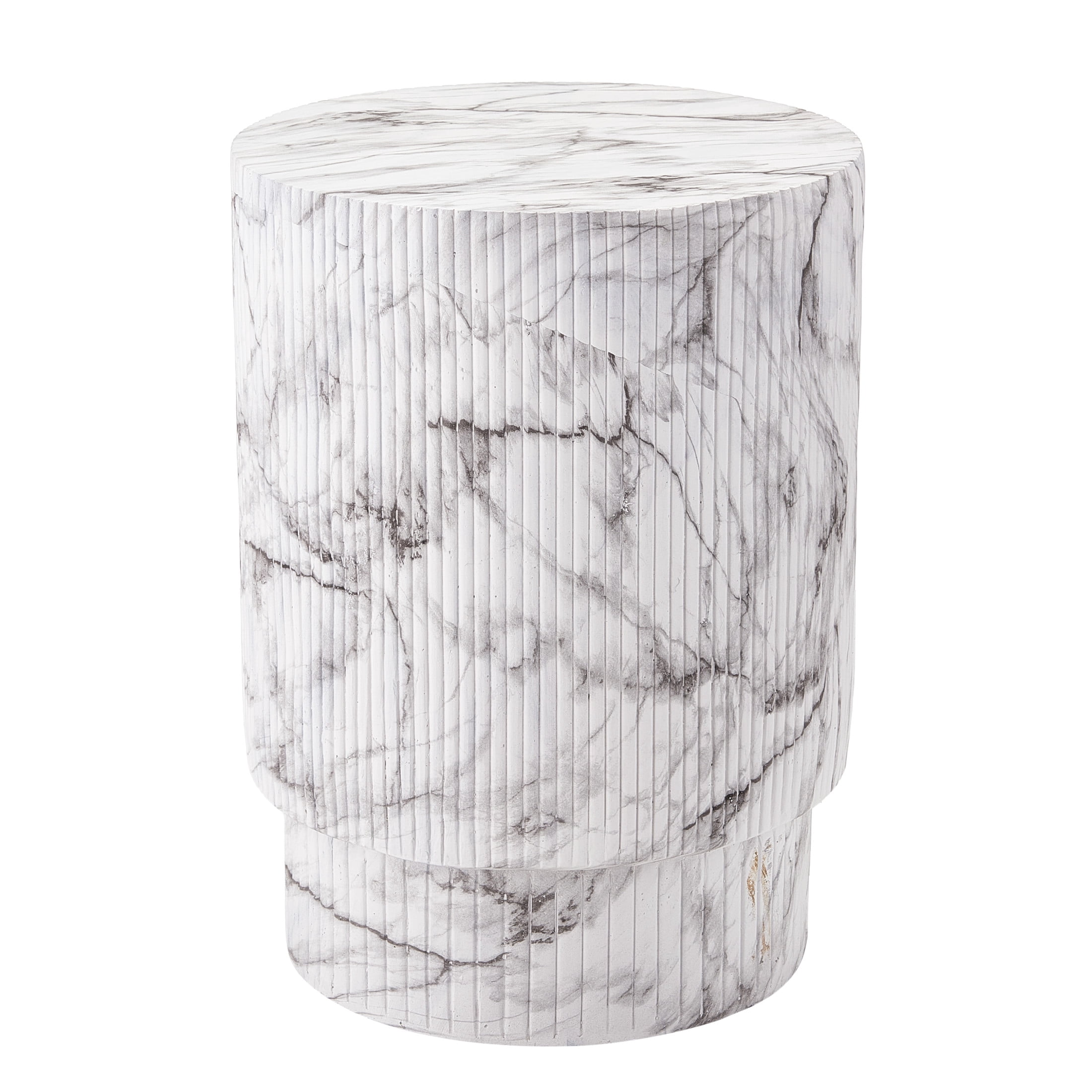 Christopher Knight Home Minimalist Ribbed MGO Side Table, Lightweight Concrete, Indoor/Outdoor, Marble