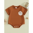 thumbnail image 2 of FEORJGP Infant Baby Girls Boys Romper 3M 6M 12M 18M Newborn Letter Print Short Sleeve Bodysuits Crew Neck Jumpsuits Toddler Loose Summer Casual Clothes, 2 of 9