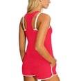 thumbnail image 5 of MGDXOX Women's 2 Piece Sporty Swimsuit Racerback Crop Top and High Waist Shorts Bathing Suit with Contrast Trim Red S, 5 of 8