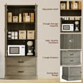 thumbnail image 4 of TROPOW Kitchen Pantry Cabinet with Doors and Shelves, Freestanding Tall Kitchen Cabinet with Microwave Stand, Hutch Cabinet for Kitchen, Living Room, Bathroom, Grey, 4 of 7