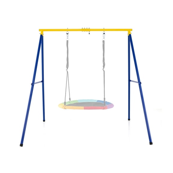 Redsmile A-Frame Swing Stand for Backyard, Extra Large Heavy Duty Steel Swing Frame Holds 550 lb, Freestanding Outdoor Swing Set Stand, Blue and Yellow