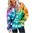 thumbnail image 5 of NuoCaiYun Ladies Hoodies, Women'S Fall Winter Tie-Dye Print Hooded Sweatshirt Long Tops Long Sleeve with Pocket, 5 of 6
