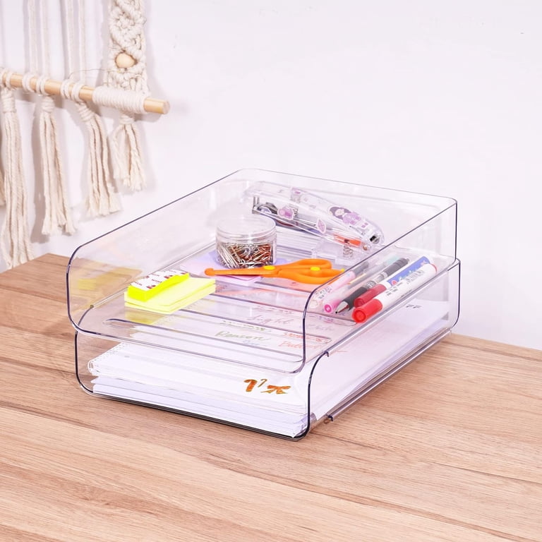 Tomorotec A4 Clear Stackable Desk Paper Tray, 2-Pack Portrait photo 4