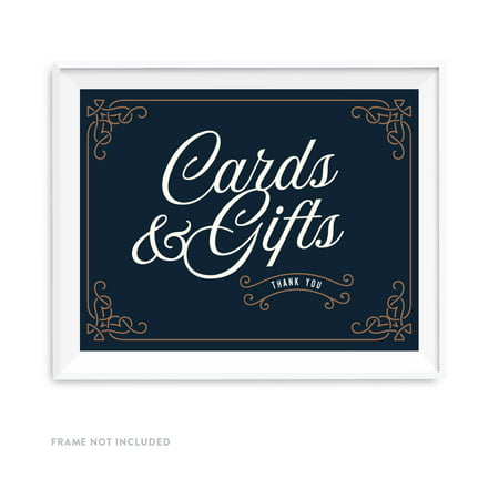 Navy Blue Art Deco Vintage Party Signs, Cards and Gifts Thank You, 8.5x11-inch