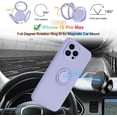 thumbnail image 2 of Case for iPhone 15 Pro Max（2023 Released）, Silicone Case with Ring 360°rotatable Kickstand Support Magnetic Car Mount，Protective Cover with Strap Lanyard (Lilac Purple), 2 of 14