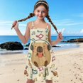 thumbnail image 3 of Uourmeti Capybara and Pink Love Print Girls Summer Dresses Cute Spaghetti Strap Flowy Tiered Dress 5-6T Kids Kawaii Clothes Causal A Line Midi Dress for Party School Beach, 3 of 7