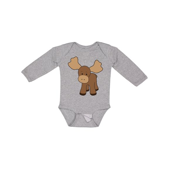 Inktastic Cute Moose Boys or Girls Long Sleeve Baby Bodysuit