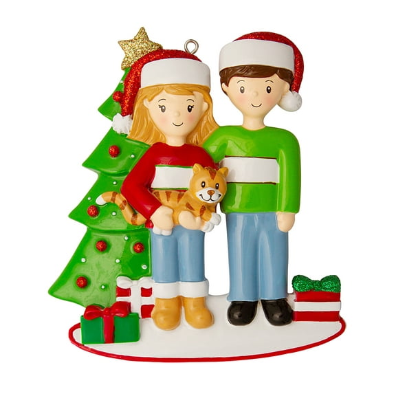 Couple w/Cat Personalized Christmas Tree Ornament DO-IT-YOURSELF