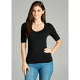 thumbnail image 5 of Essential Basic Women's Cotton Blend V Neck Tee Shirt Half Sleeves - Black, M, 5 of 6