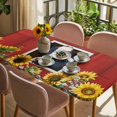 thumbnail image 3 of Cow Sunflowers Table Cloths for 5 Foot Rectangle Tables, Botanical Floral Leaves Bees Farm Barn Patio Waterproof Elastic Fitted Tablecloths, Washable Rectangular Table Cover for Camping, 3 of 8