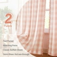 thumbnail image 3 of Exultantex Pink & White Checkered Semi-Sheer Curtains for Living Room, 2 Panels, 40"x63", Rod Pocket, Elegant Pom-Pom Trim, Light Filtering, 3 of 6