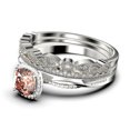 thumbnail image 4 of Twisted Infinity Band Dazzling Boho & hippie 2.00 Carat Round Cut Morganite And Diamond Moissanite Engagement Ring, Classic Wedding Ring in 10k Solid White Gold, Gift For Wife, Trio Rings, 4 of 4