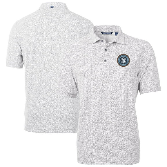 Men's Cutter & Buck Gray New York City FC DryTec Virtue Eco Pique Botanical Print Recycled Polo