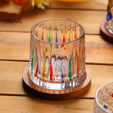 

XMXHMWHC Painted Rainbow Rotating Decompression Cup Turn Decompression Glass Household Beer Mug Whiskey Gyro Round Cup Drinkware